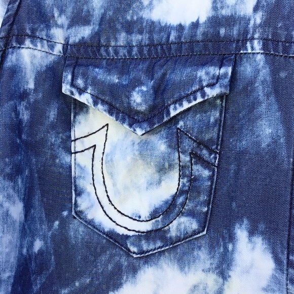 True Religion Georgia Indigo Blue White Tie Dye Mini Dress - Picture 3 of 11